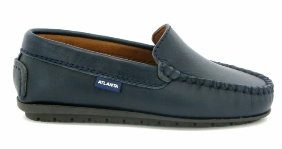 Altanta Moccasin Dark Navy Blue Smooth Leather Loafer