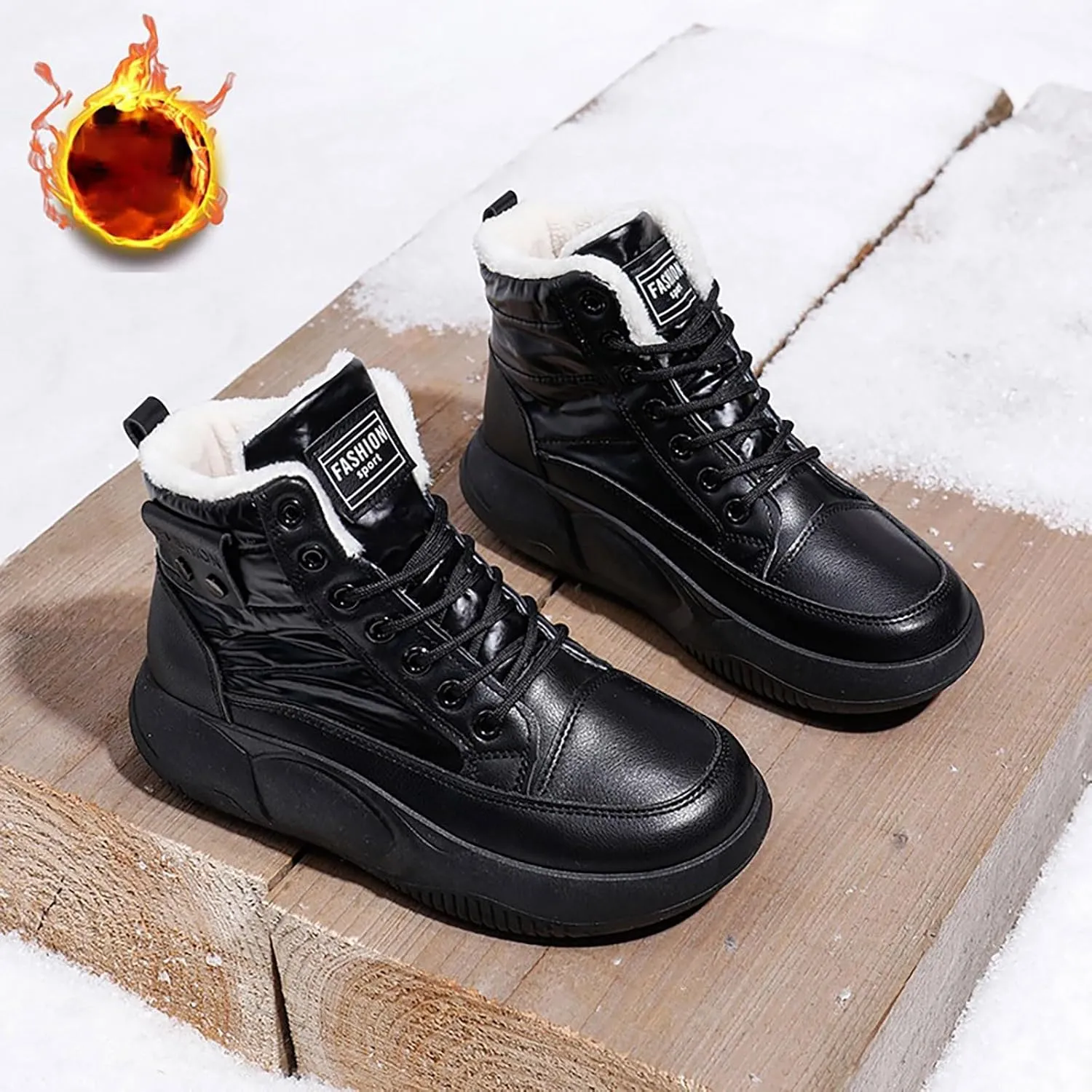Ankle Boots for Women Low Heel Lace Up Mid Calf Boots for Women Non Slip Platform Walking Shoes Hiking Boots