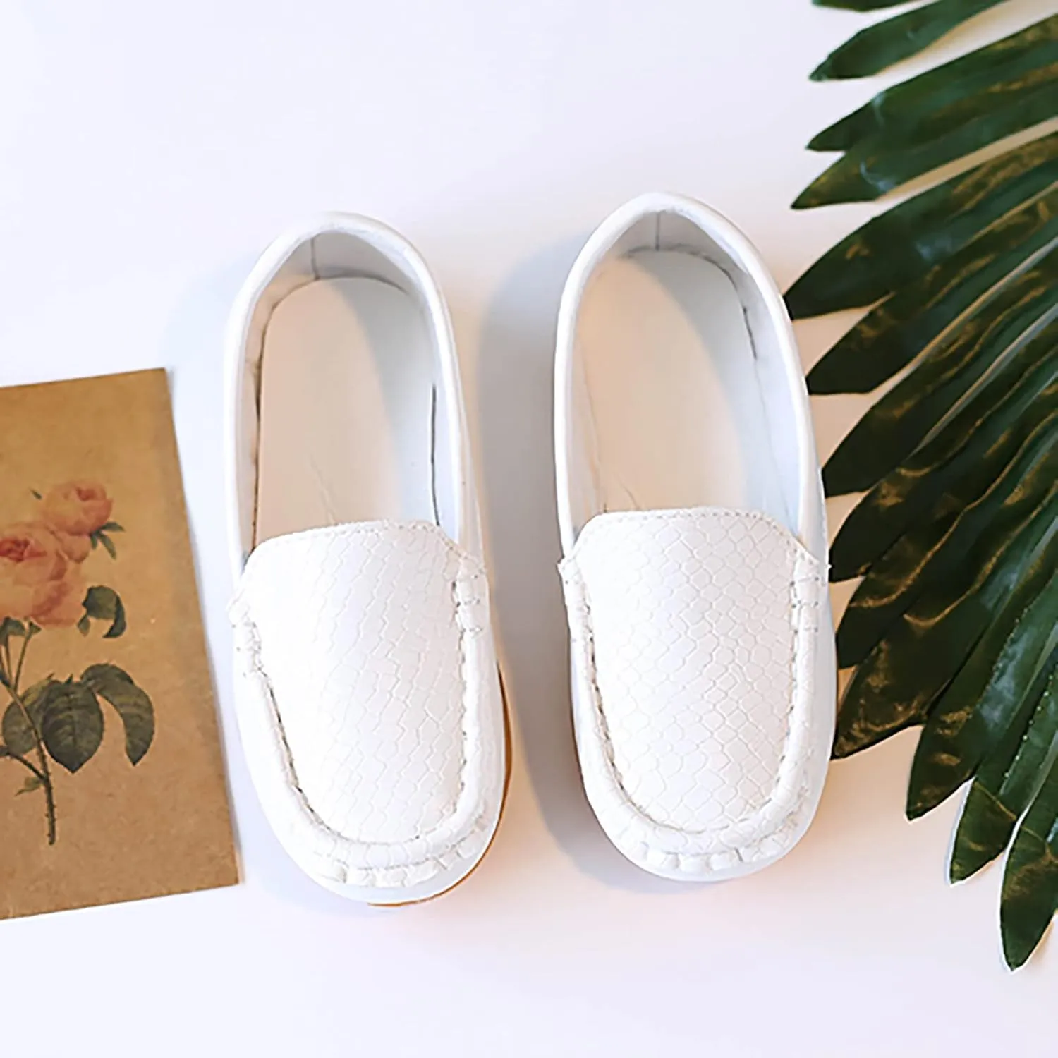 Big Kids Boys Leather Loafers Toddler Slip On Shoe Solid Color Flat Bottom Non Slip Shoes Boys Fashion Casual Shoes
