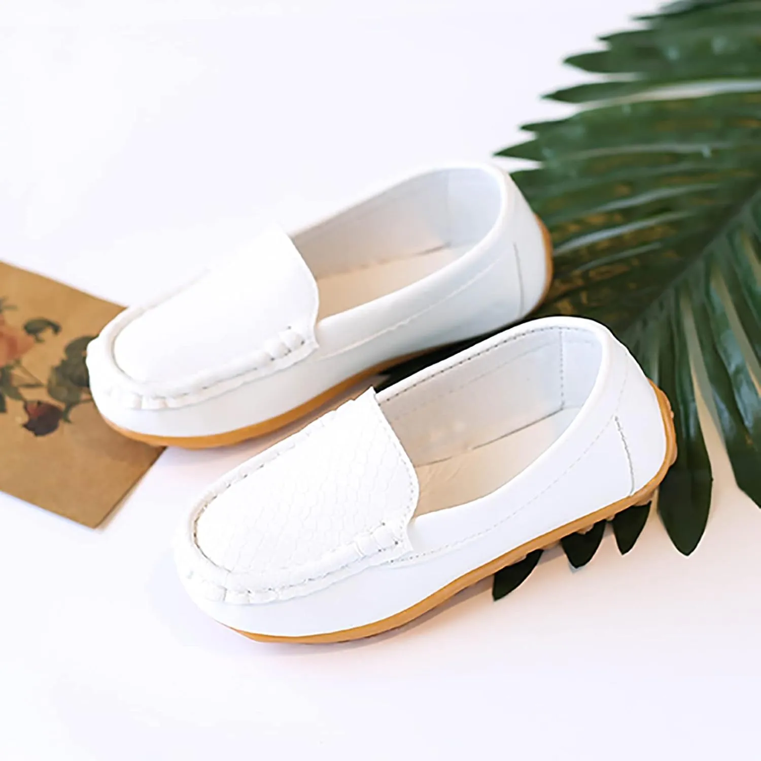 Big Kids Boys Leather Loafers Toddler Slip On Shoe Solid Color Flat Bottom Non Slip Shoes Boys Fashion Casual Shoes