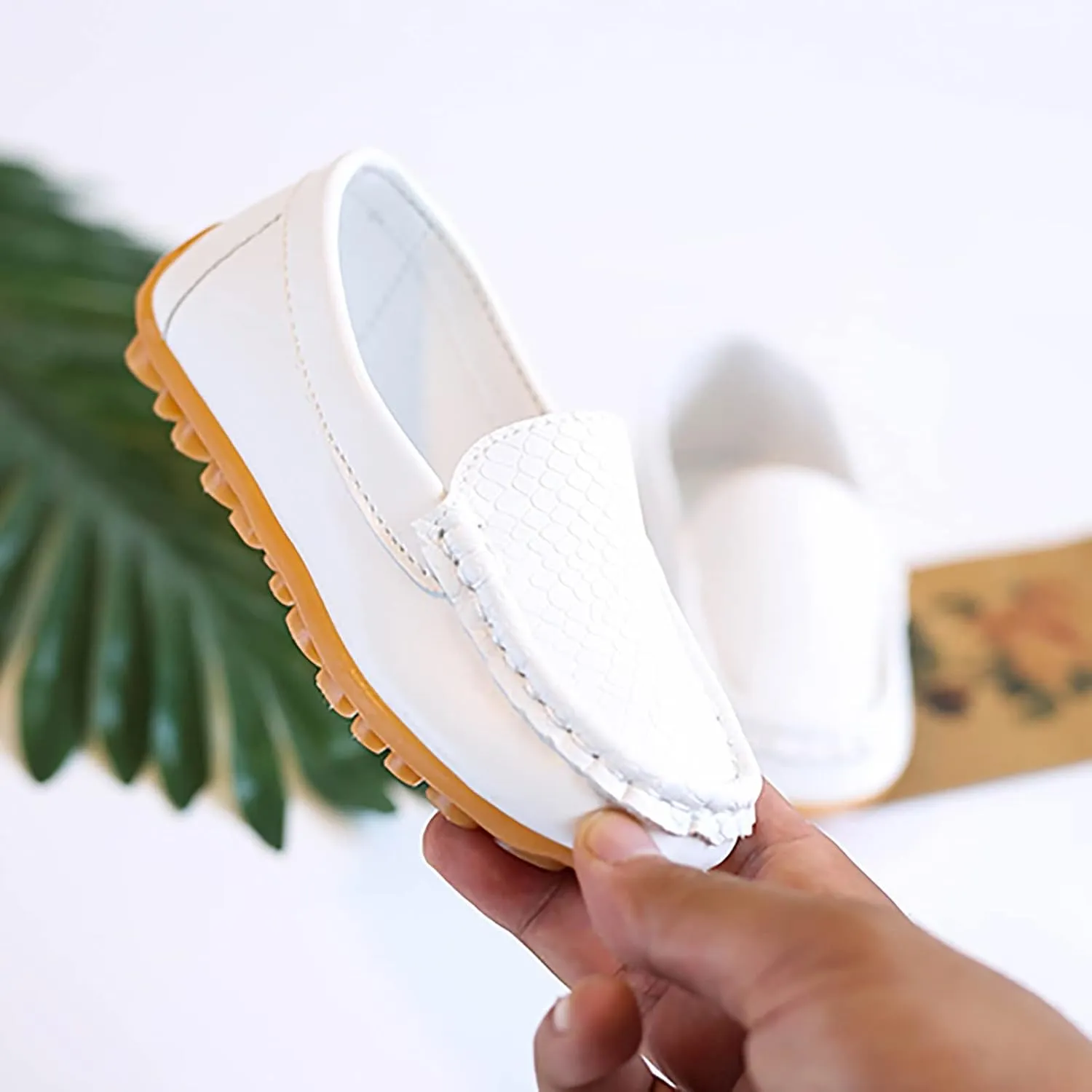 Big Kids Boys Leather Loafers Toddler Slip On Shoe Solid Color Flat Bottom Non Slip Shoes Boys Fashion Casual Shoes