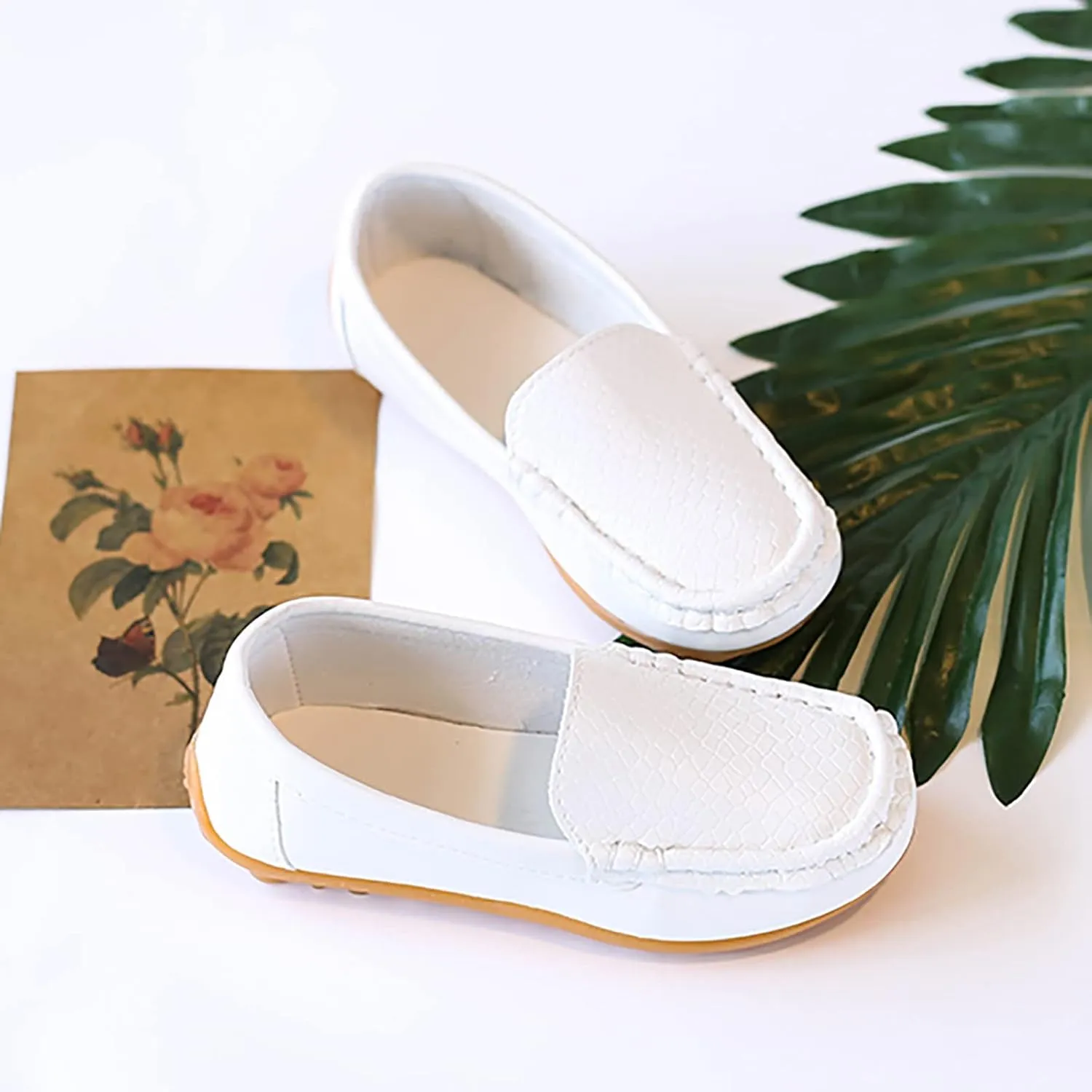 Big Kids Boys Leather Loafers Toddler Slip On Shoe Solid Color Flat Bottom Non Slip Shoes Boys Fashion Casual Shoes