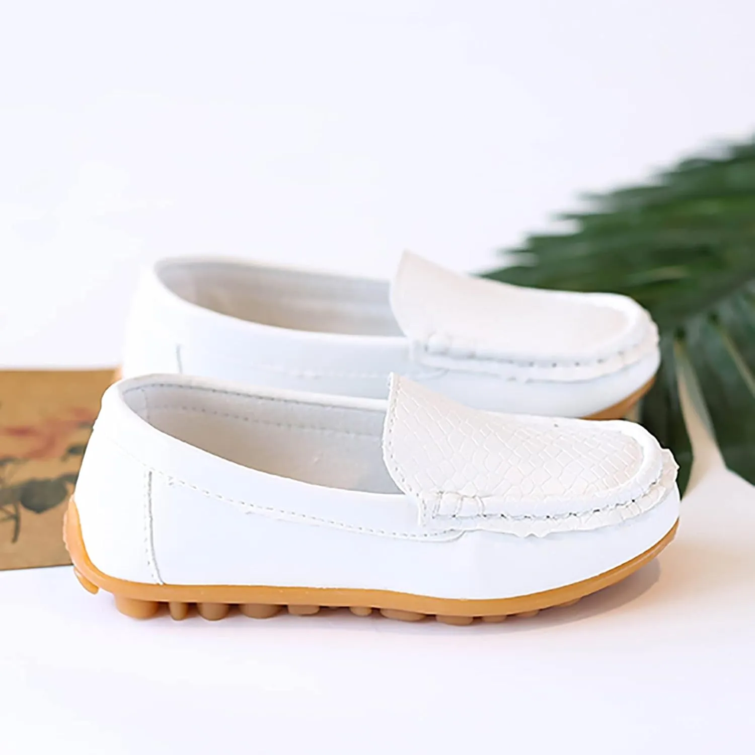 Big Kids Boys Leather Loafers Toddler Slip On Shoe Solid Color Flat Bottom Non Slip Shoes Boys Fashion Casual Shoes