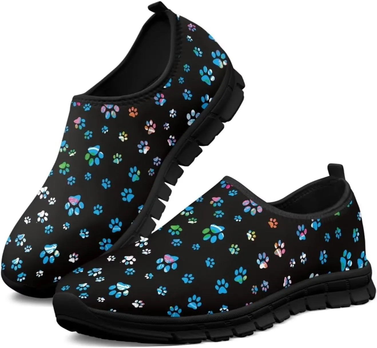 Binienty Printed Slip on Loafers for Women Work Breathable Mesh Barefoot No Laces Running Hiking Tennis Shoe