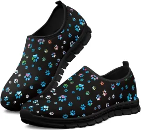 Binienty Printed Slip on Loafers for Women Work Breathable Mesh Barefoot No Laces Running Hiking Tennis Shoe