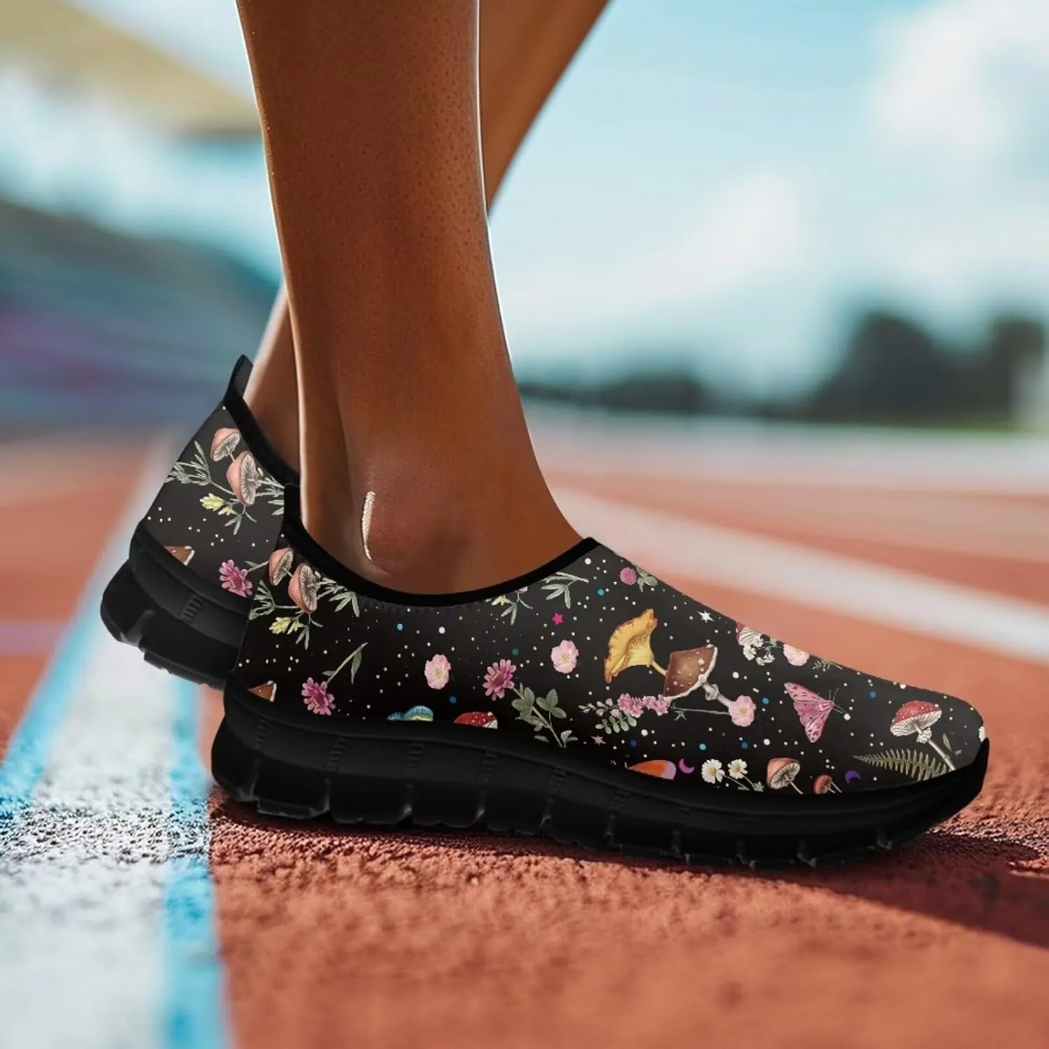 Binienty Slip on Sneakers for Women Men Art Printed Travel Loafers Round Toe Flat Sneakers Shoes Nurse Shoes