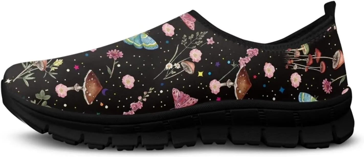 Binienty Slip on Sneakers for Women Men Art Printed Travel Loafers Round Toe Flat Sneakers Shoes Nurse Shoes
