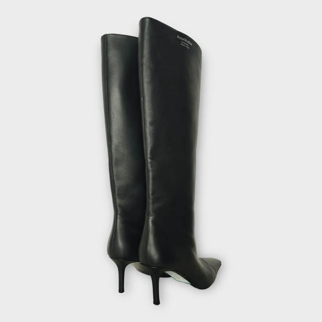 Black Leather Knee High Boots