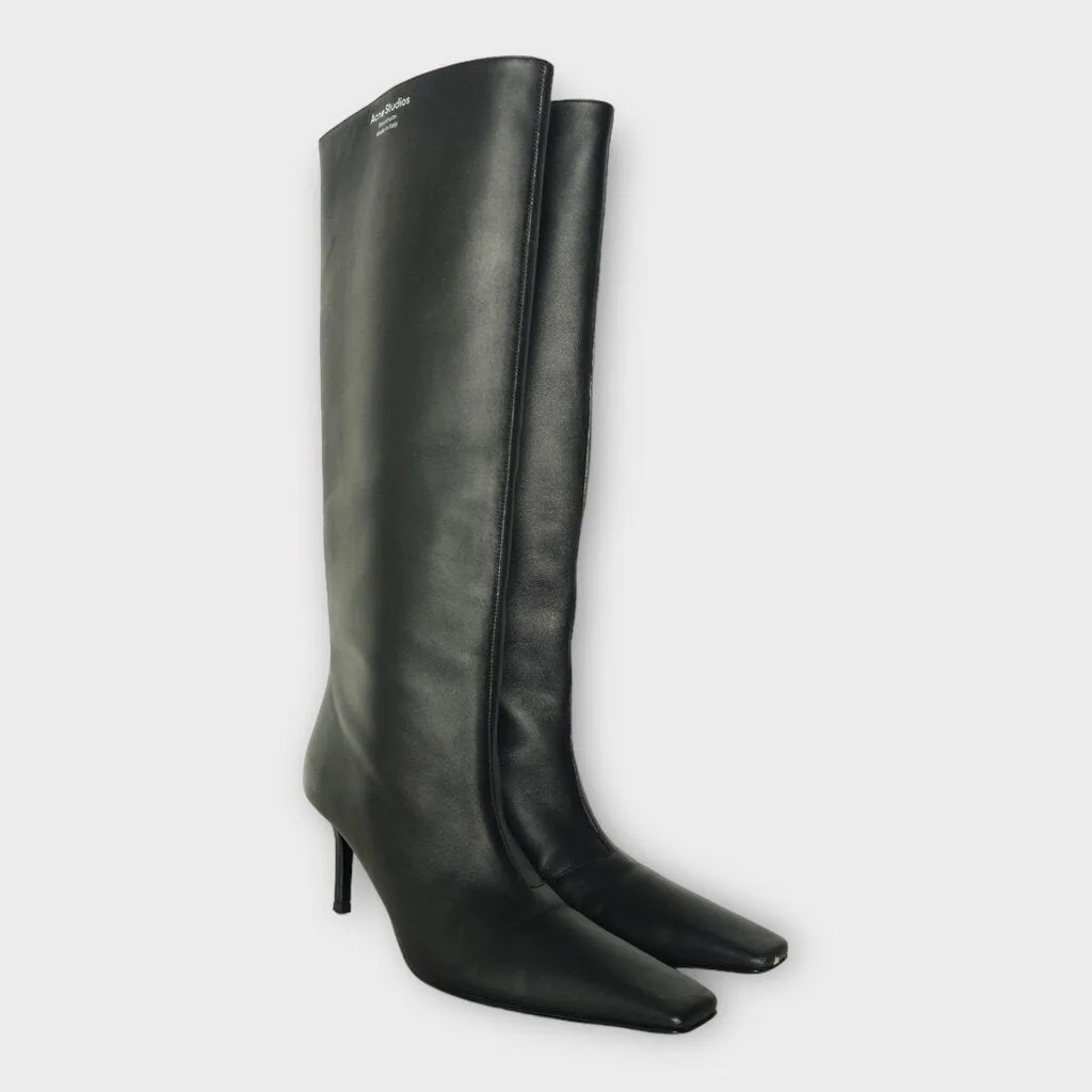 Black Leather Knee High Boots