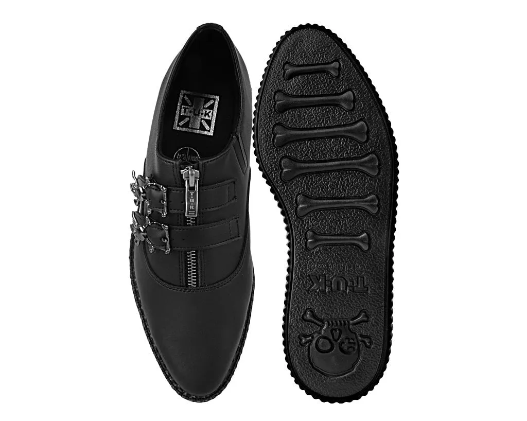 Black TUKskin Zipper Skull Pointed Creeper