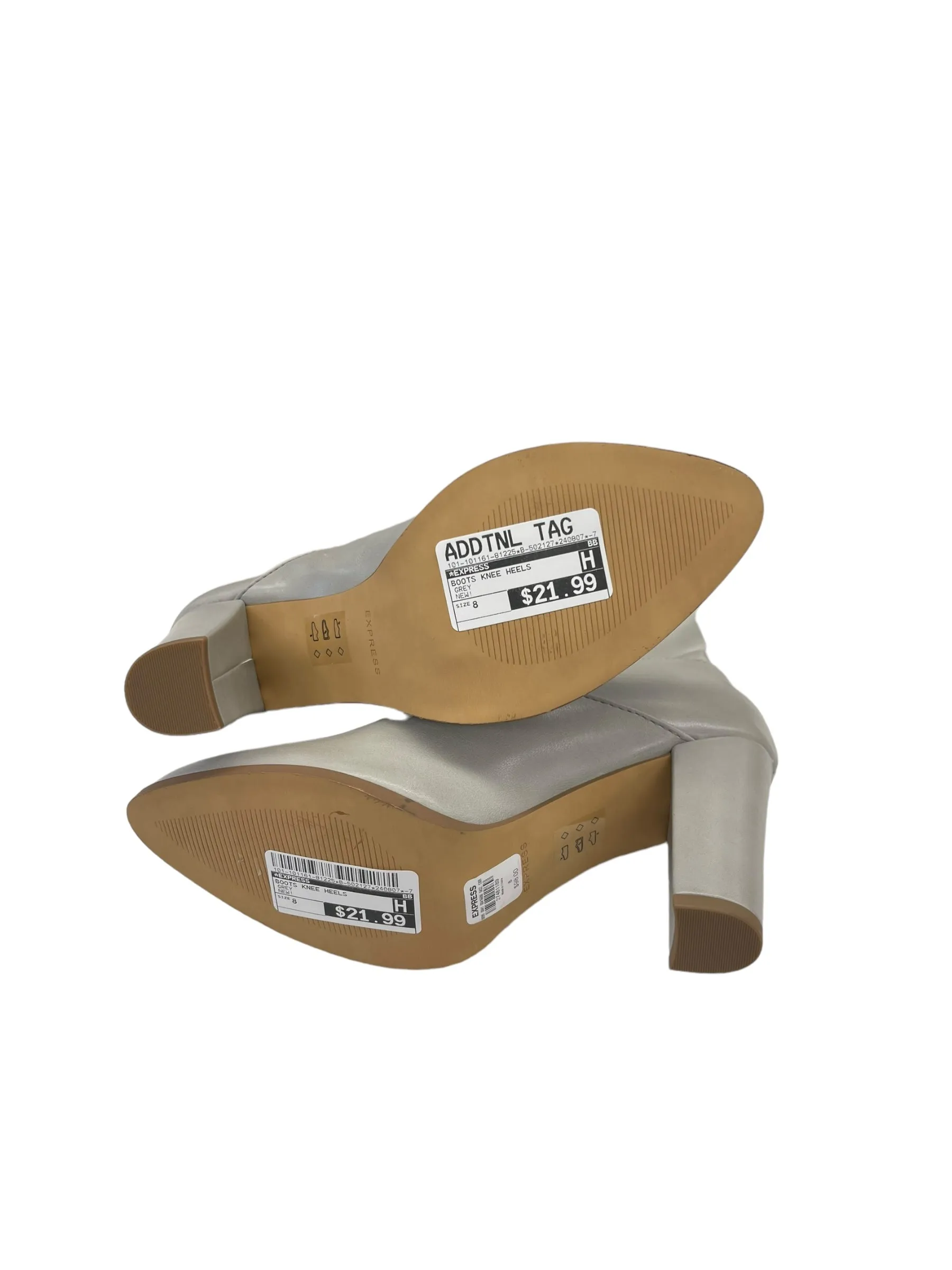Boots Knee Heels By Express In Grey, Size: 8