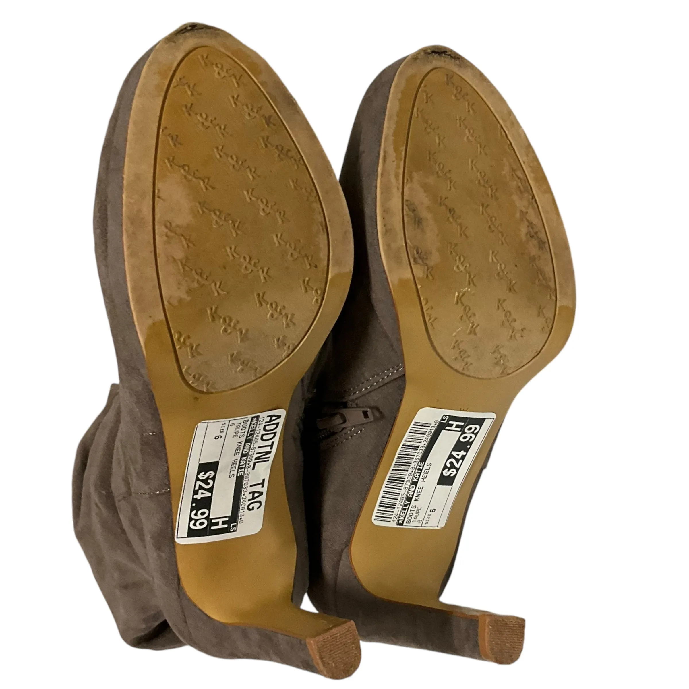 Boots Knee Heels By Kelly And Katie In Taupe, Size: 6