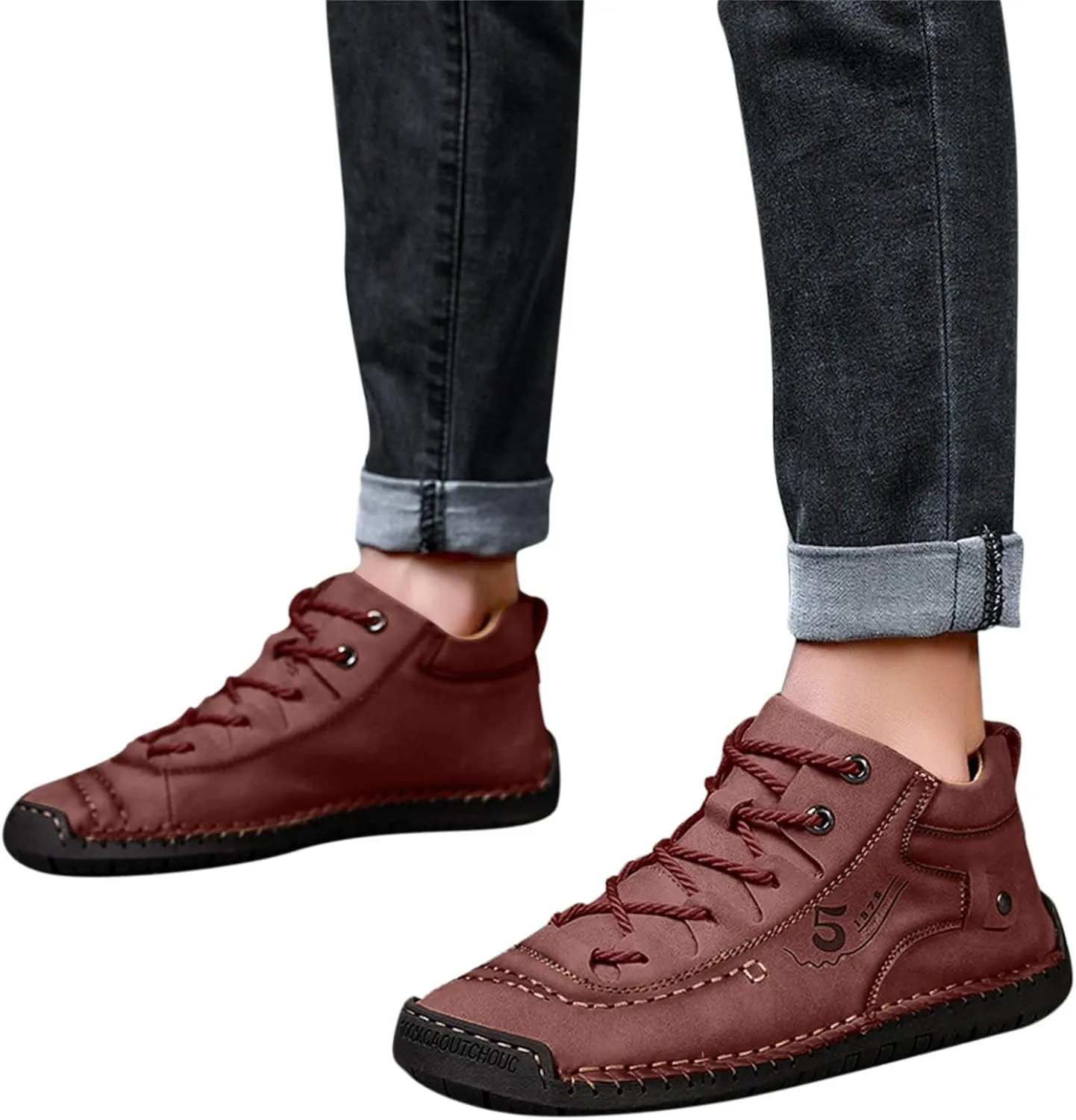 BORAMAX Mens Casual Shoes Fashion Sneakers Non Slip PU Leather Classic Walking Shoes Suit Shoes Autumn Mid Top Men Shoes