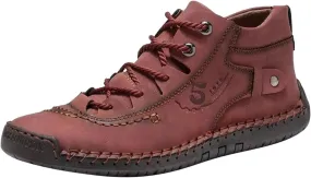 BORAMAX Mens Casual Shoes Fashion Sneakers Non Slip PU Leather Classic Walking Shoes Suit Shoes Autumn Mid Top Men Shoes