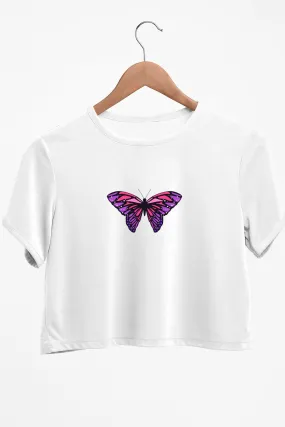 Butterfly Graphic Printed White Crop Top