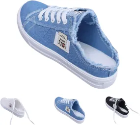 Canvas Shoes for Women Lace Up Slip on Sneakers Fashion Comfortable Solid Color Slippers Casual Shoes for Ladies