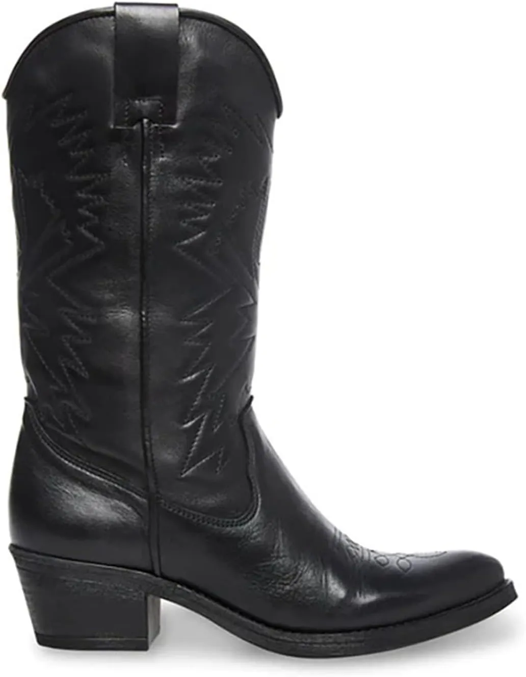Cowboy Boots For Women Wide Calf Mid Calf Embroidered Pull On Cowgirl Boots Block Chunky Heel Western Riding Wedding Boots