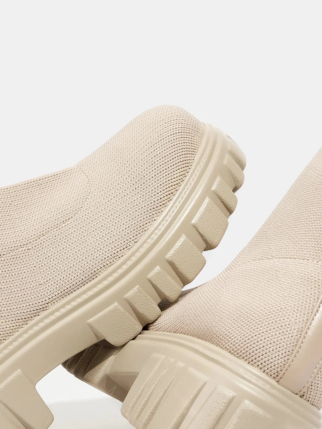 CUCCOO BASICS Women Shoes Fashion Minimalist Thick Sole Slip Lightweigh Beige Sock Boots,Combat Boots Vacation Shoes Summer Sale Back To School Shoes College Student Shoes