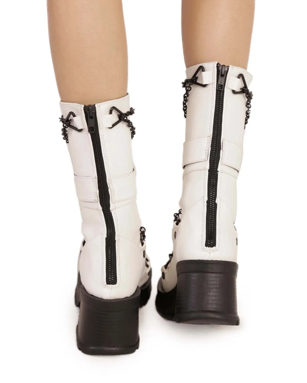 Demonia No Trespassing Metal Chain Platform Boots