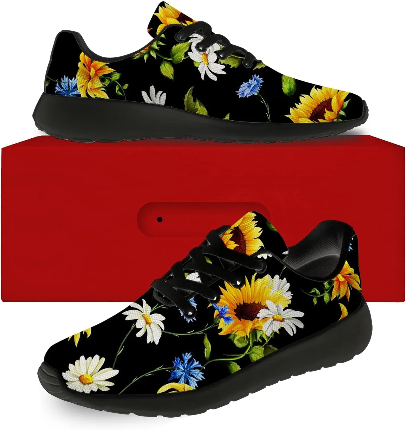 Flower Shoes for Women Men Running Shoes Womens Mens Comfortable Walking Tennis Sneakers Floral Shoes Gifts