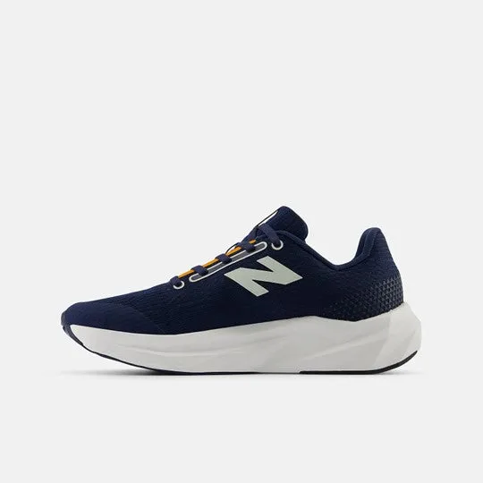 Kids FuelCell Propel v5 Running Shoe in NB Navy, Sun Glow, and Grey Matter Colors