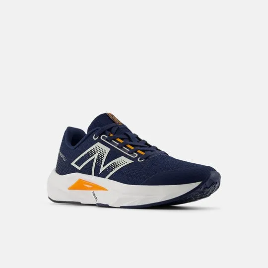 Kids FuelCell Propel v5 Running Shoe in NB Navy, Sun Glow, and Grey Matter Colors