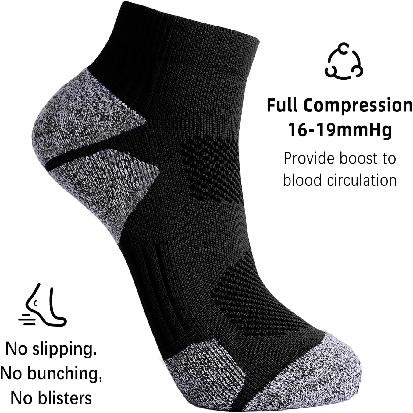 G&Y Unisex Cushioned Compression Athletic Ankle Socks-Womens and Men Running Low Cut Socks