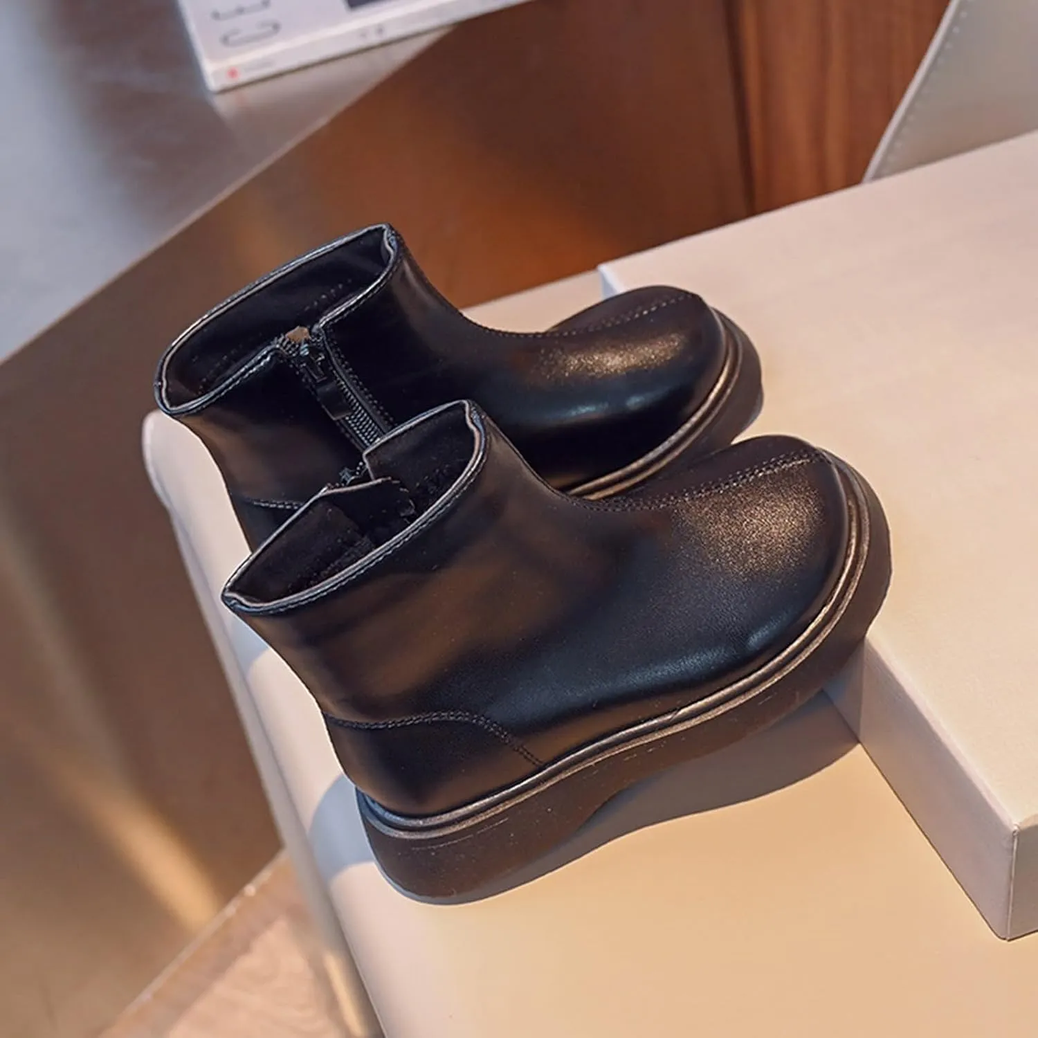 Girls Spring Autumn Winter Ankle Boots Side Zipper Short Boots Toddler Soft Bottom Non Slip Low Calf Boots