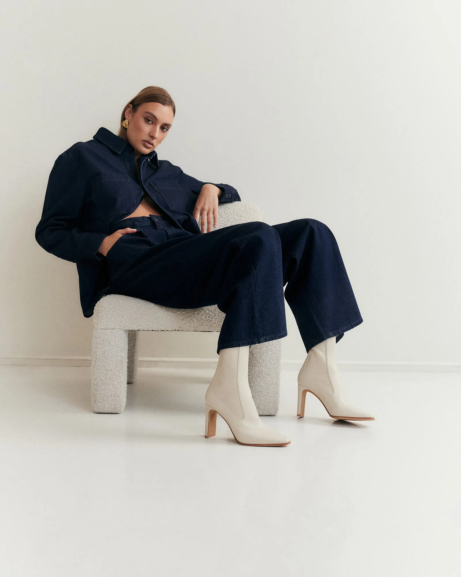 JUNE HIGH ANKLE BOOTS OFF WHITE LEATHER