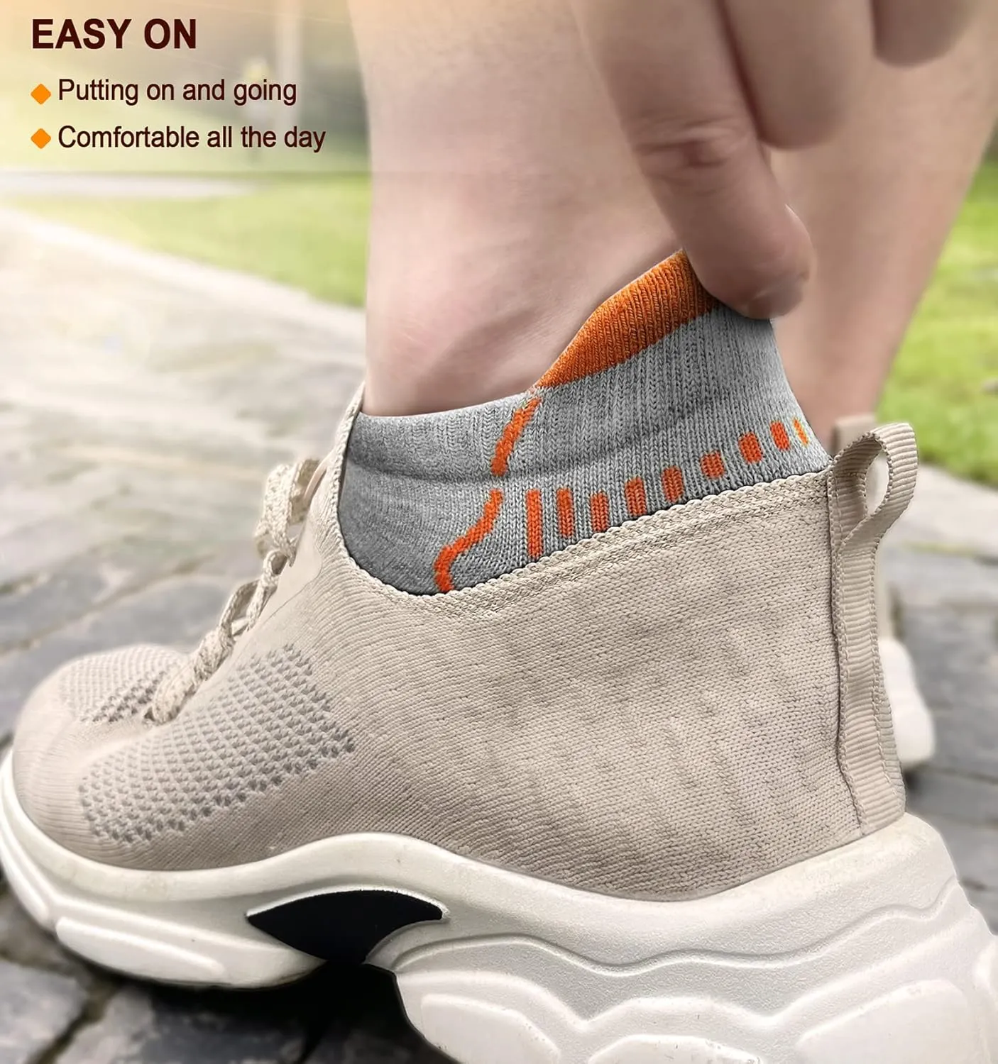 KEMISANT Mens Running Socks 6 Pairs-Athletic Compression Ankle Socks Cushioned for Men Walking-Arch Compression Support