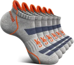 KEMISANT Mens Running Socks 6 Pairs-Athletic Compression Ankle Socks Cushioned for Men Walking-Arch Compression Support