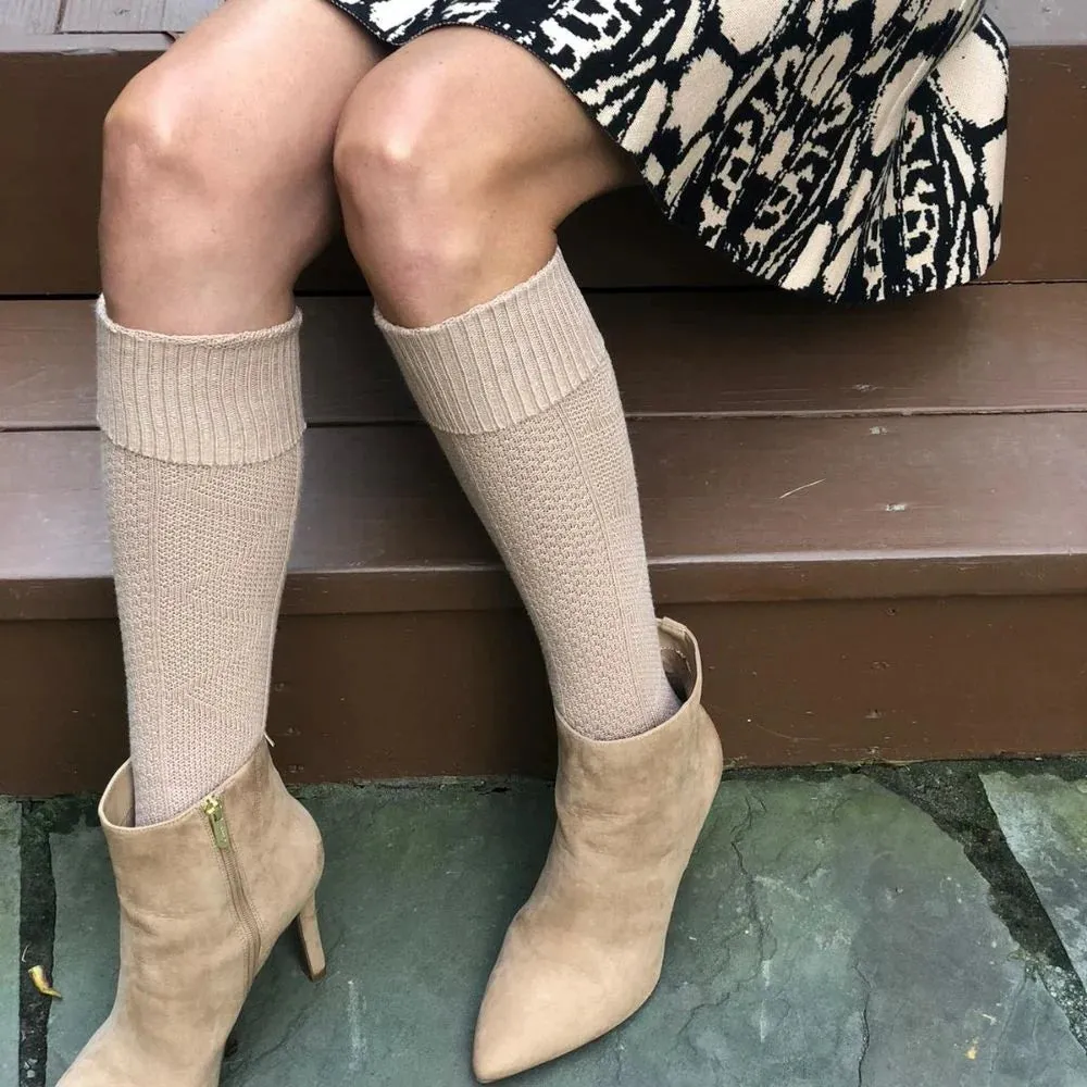 Knee-High Socks for Women - Organic Cotton, Brown Boot Socks