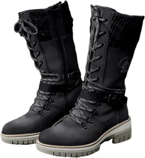 Lausiuoe Winter Boots For Women 2022 Trendy Mid Calf Side Zip Low Heel Western Platform Hiking Booties Warm Non Slip Outdoor Shoe