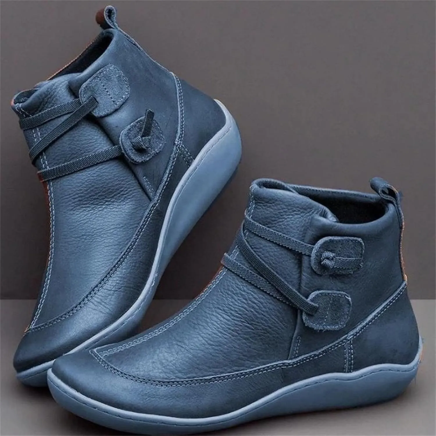 Lausiuoe Womens Boots Ankle Low Heel Platform Ankle Booties Casual Dressy Slip on Cutout Chunky Block Combat Boots