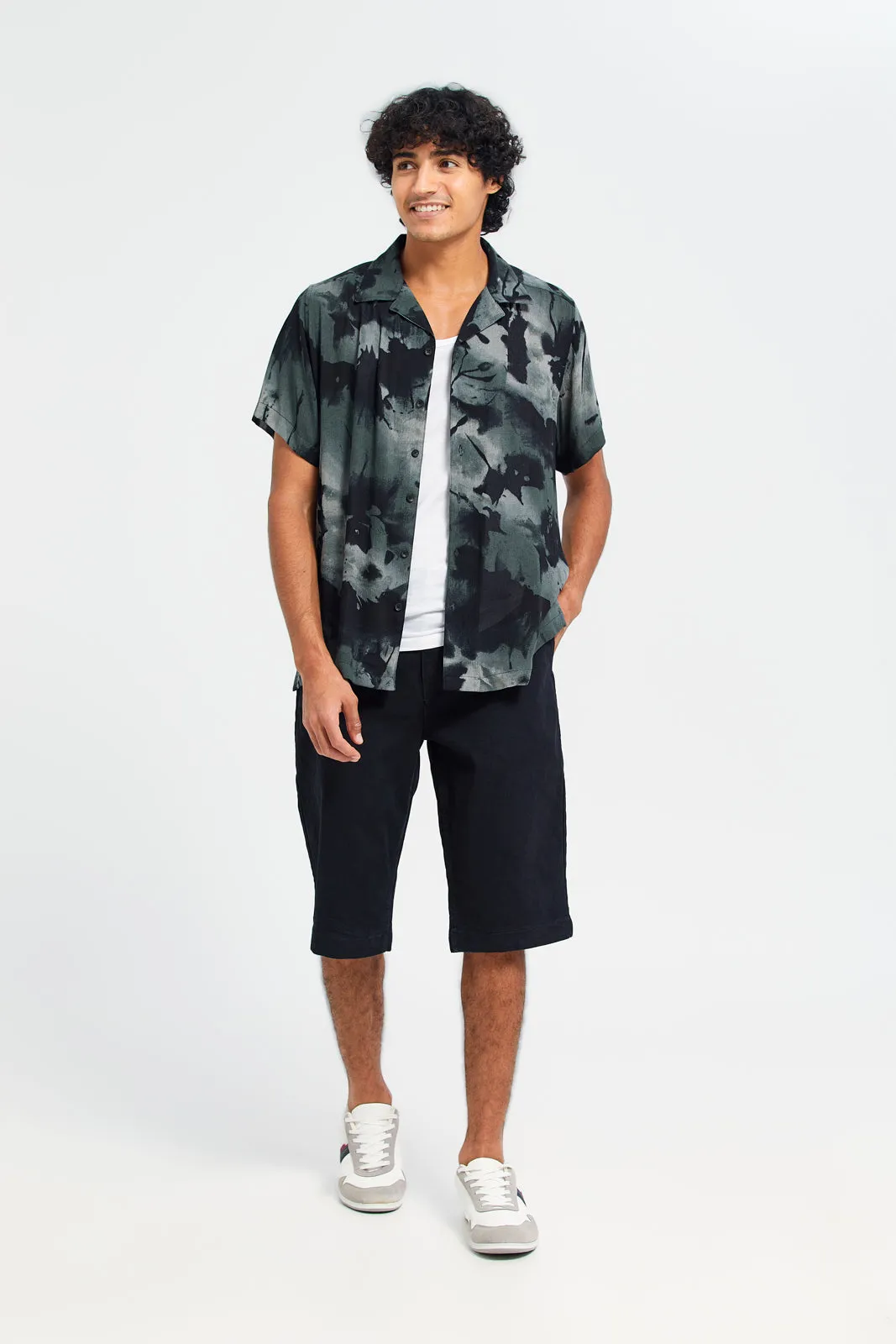 Men Charcoal Printed Shirt
