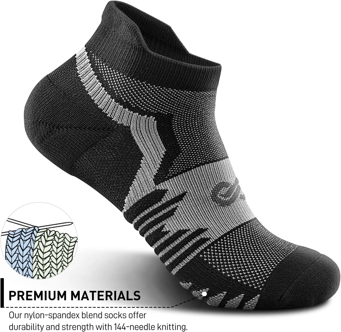 Mens Athletic Ankle Socks（5 Pairs）, Running Cushioned with Arch Support Blister Resistance