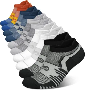 Mens Athletic Ankle Socks（5 Pairs）, Running Cushioned with Arch Support Blister Resistance