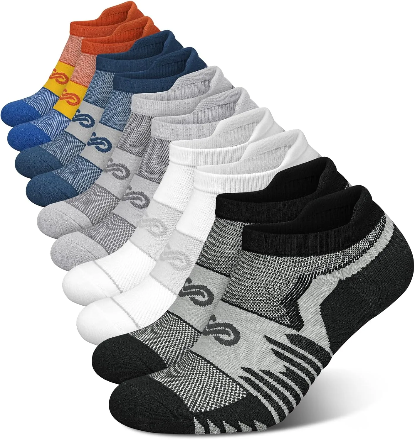Mens Athletic Ankle Socks（5 Pairs）, Running Cushioned with Arch Support Blister Resistance