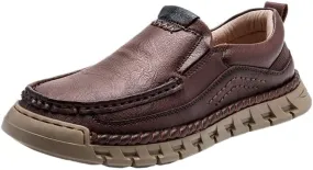 Men's Leather Loafers with Rugged Lug Sole Outdoor-Inspired Tread Pattern for City Exploration & Urban Photography Sessions