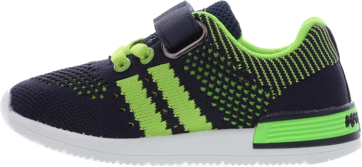 Oomphies Wynn Boys Athletic Sneakers  Breathable Knit Upper, Hook & Loop Closure, Cushioned Insole & Lightweight Design