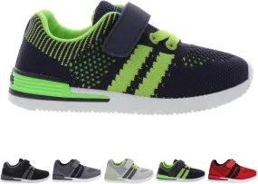 Oomphies Wynn Boys Athletic Sneakers  Breathable Knit Upper, Hook & Loop Closure, Cushioned Insole & Lightweight Design