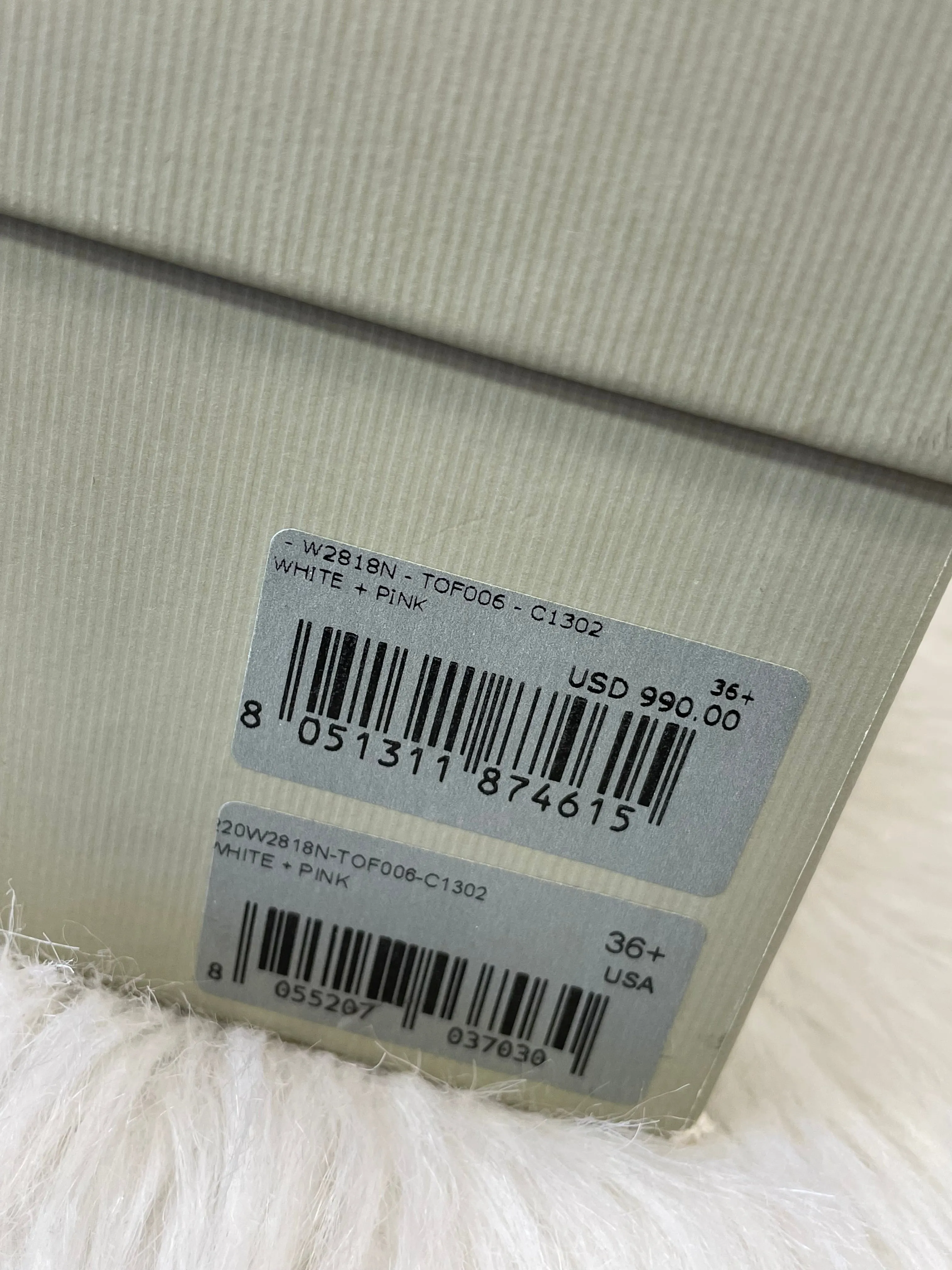 Pink & White Shoes Luxury Designer Tom Ford, Size 6