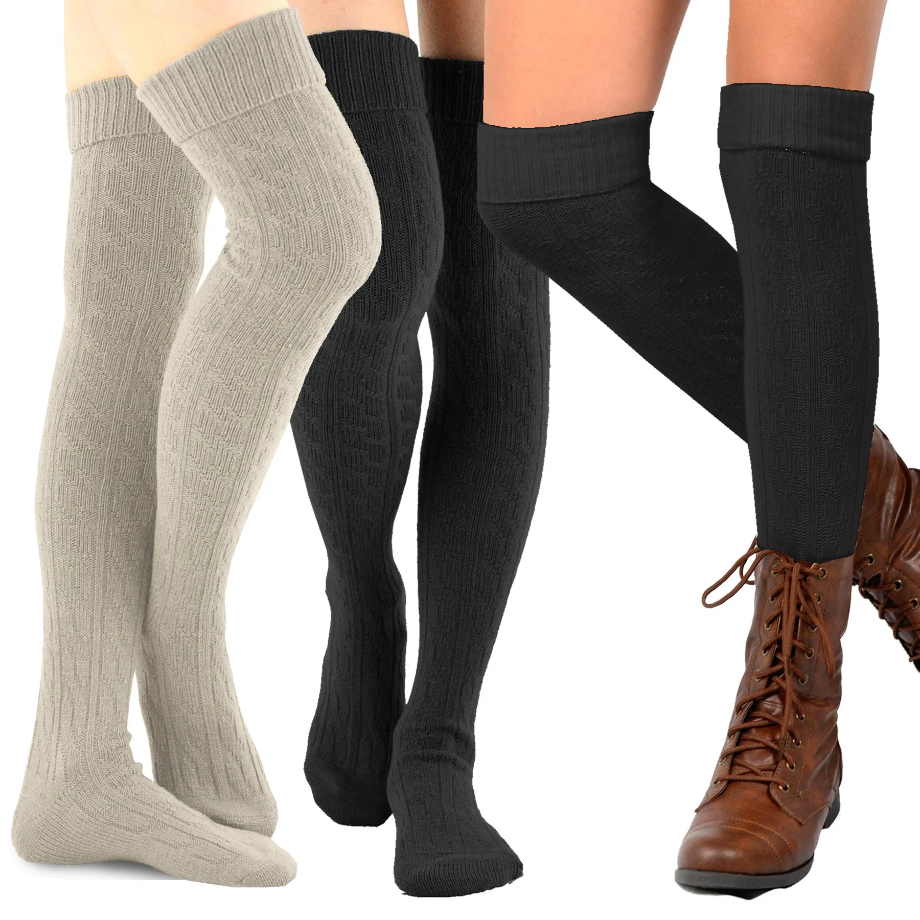 TeeHee Socks Women's Casual Acrylic Over the Knee Bright 3-Pack (10859)