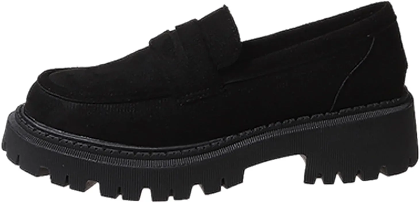 Women Loafers Shoes Comfortable Dress Shoes Platform Leather Shoes Chunky Penny Loafers Wide Oxford Loafers Work Shoe