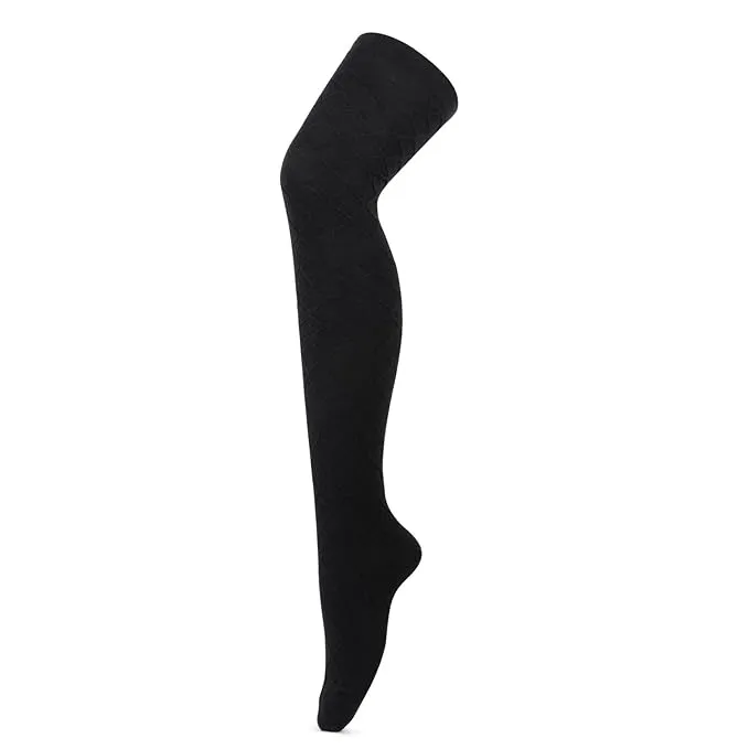 Women's Black Self Design Knee High Socks