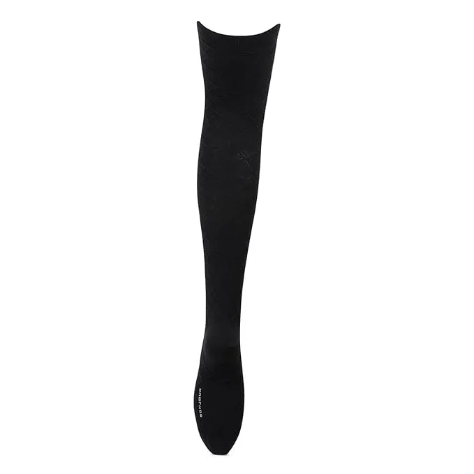 Women's Black Self Design Knee High Socks