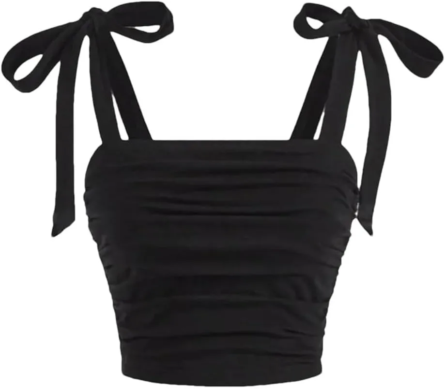 Women's Bow Tie Pleated Waist Open Back Solid Color Vest