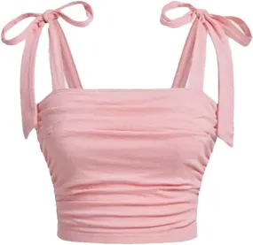 Women's Bow Tie Pleated Waist Open Back Solid Color Vest