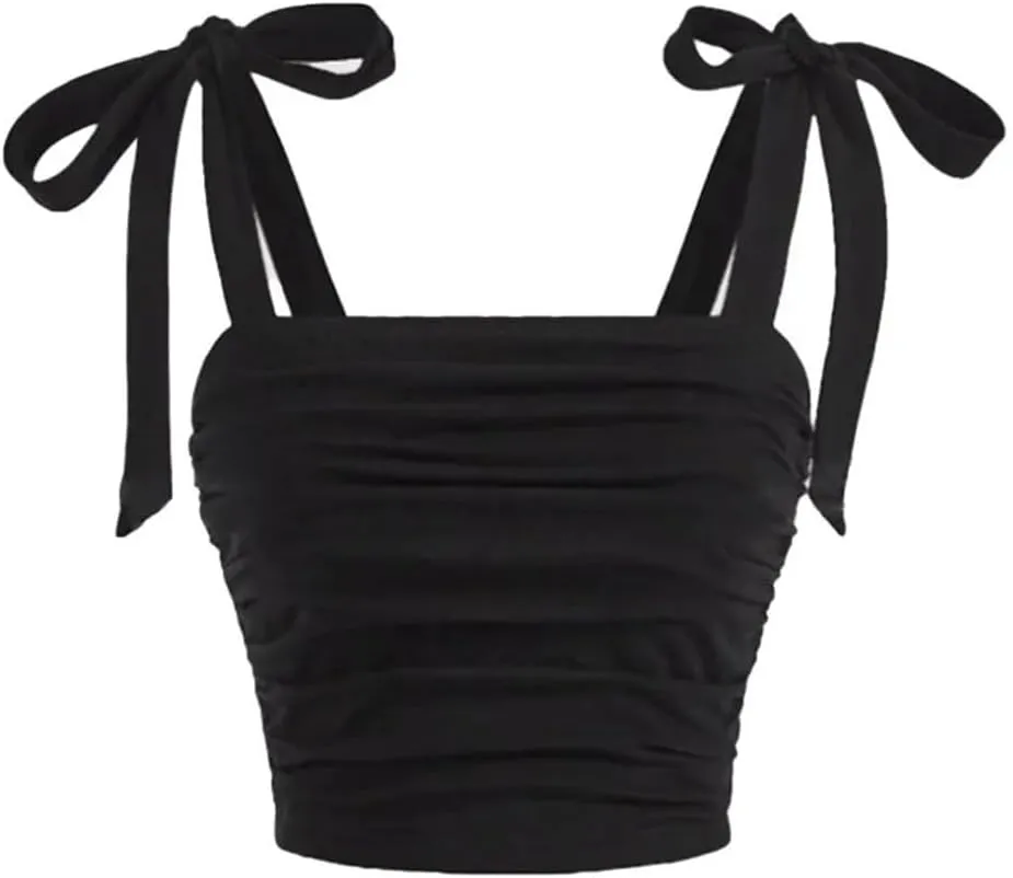 Women's Bow Tie Pleated Waist Open Back Solid Color Vest