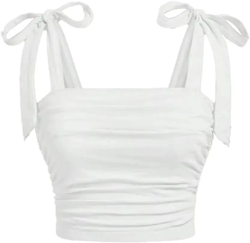 Women's Bow Tie Pleated Waist Open Back Solid Color Vest